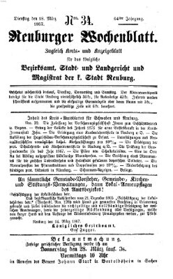 Neuburger Wochenblatt Montag 18. März 1867