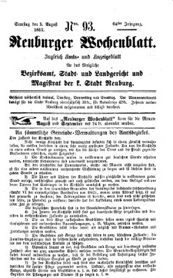 Neuburger Wochenblatt Samstag 3. August 1867