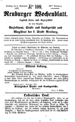 Neuburger Wochenblatt Montag 9. September 1867