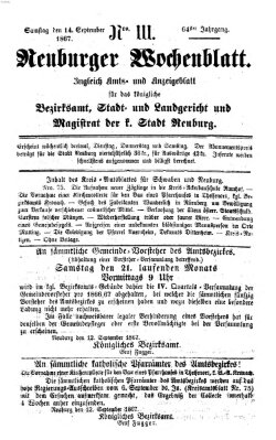 Neuburger Wochenblatt Samstag 14. September 1867