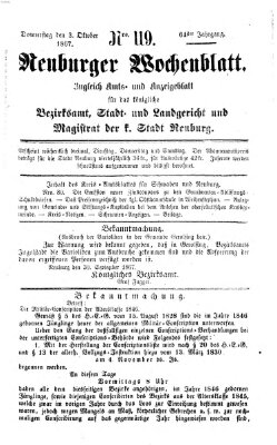 Neuburger Wochenblatt Donnerstag 3. Oktober 1867