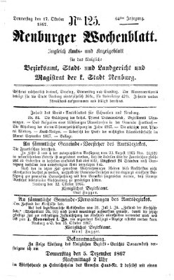 Neuburger Wochenblatt Donnerstag 17. Oktober 1867