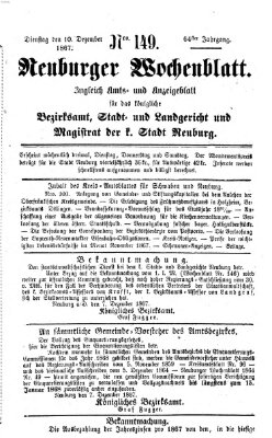 Neuburger Wochenblatt Dienstag 10. Dezember 1867