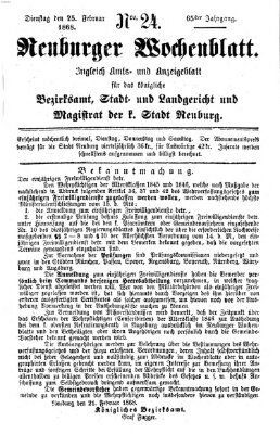 Neuburger Wochenblatt Dienstag 25. Februar 1868
