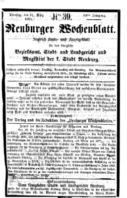 Neuburger Wochenblatt Dienstag 31. März 1868
