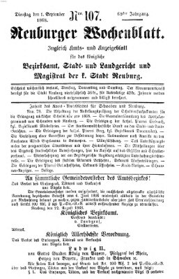 Neuburger Wochenblatt Dienstag 1. September 1868