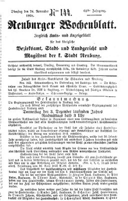 Neuburger Wochenblatt Dienstag 24. November 1868