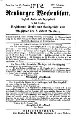 Neuburger Wochenblatt Donnerstag 10. Dezember 1868