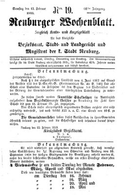 Neuburger Wochenblatt Samstag 13. Februar 1869