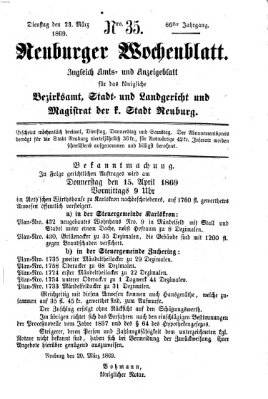Neuburger Wochenblatt Dienstag 23. März 1869
