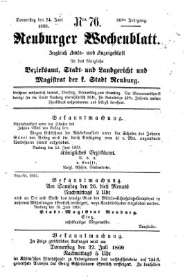 Neuburger Wochenblatt Donnerstag 24. Juni 1869