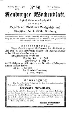 Neuburger Wochenblatt Samstag 17. Juli 1869
