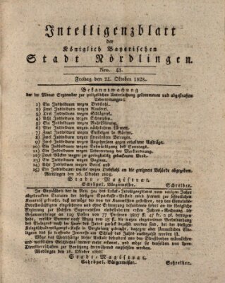 Intelligenzblatt der Königlich Bayerischen Stadt Nördlingen Freitag 24. Oktober 1828