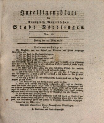 Intelligenzblatt der Königlich Bayerischen Stadt Nördlingen Freitag 26. März 1830