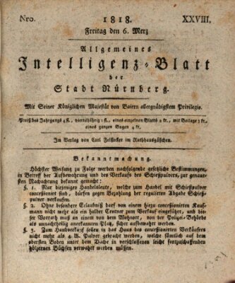 Allgemeines Intelligenz-Blatt der Stadt Nürnberg Freitag 6. März 1818