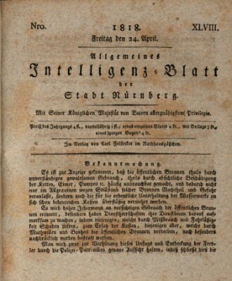 Allgemeines Intelligenz-Blatt der Stadt Nürnberg Freitag 24. April 1818