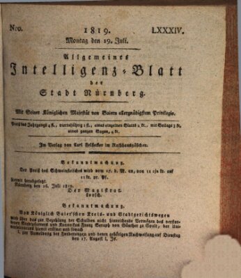 Allgemeines Intelligenz-Blatt der Stadt Nürnberg Montag 19. Juli 1819