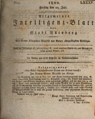 Allgemeines Intelligenz-Blatt der Stadt Nürnberg Freitag 21. Juli 1820