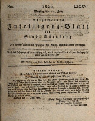 Allgemeines Intelligenz-Blatt der Stadt Nürnberg Montag 24. Juli 1820