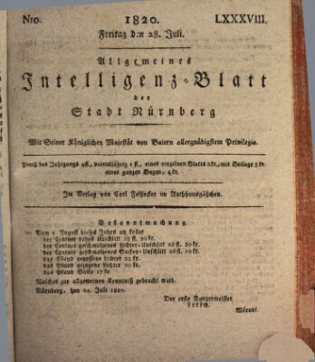 Allgemeines Intelligenz-Blatt der Stadt Nürnberg Freitag 28. Juli 1820