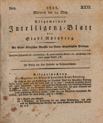 Allgemeines Intelligenz-Blatt der Stadt Nürnberg Mittwoch 14. März 1821