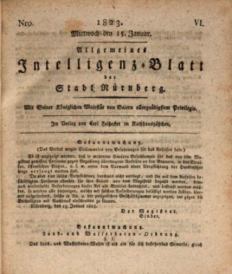 Allgemeines Intelligenz-Blatt der Stadt Nürnberg Mittwoch 15. Januar 1823