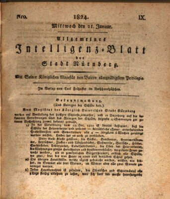 Allgemeines Intelligenz-Blatt der Stadt Nürnberg Mittwoch 21. Januar 1824