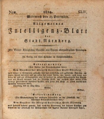 Allgemeines Intelligenz-Blatt der Stadt Nürnberg Mittwoch 29. Dezember 1824
