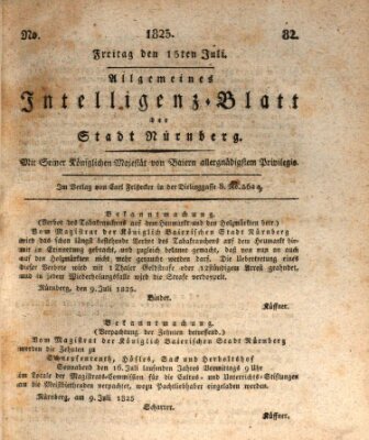 Allgemeines Intelligenz-Blatt der Stadt Nürnberg Freitag 15. Juli 1825