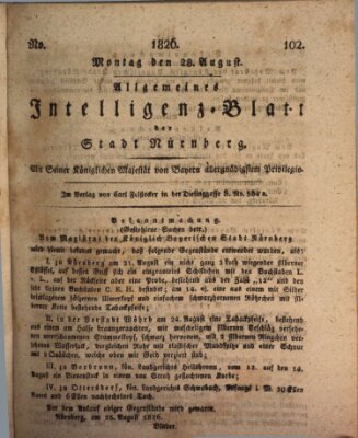 Allgemeines Intelligenz-Blatt der Stadt Nürnberg Montag 28. August 1826