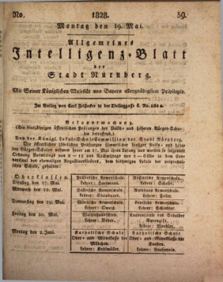 Allgemeines Intelligenz-Blatt der Stadt Nürnberg Montag 19. Mai 1828