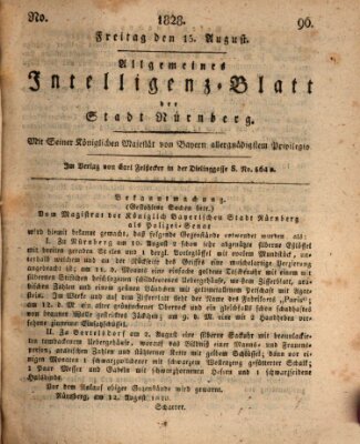 Allgemeines Intelligenz-Blatt der Stadt Nürnberg Freitag 15. August 1828