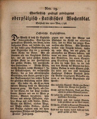 Churfürstlich gnädigst privilegirtes oberpfälzisch-staatistisches Wochenblat (Oberpfälzisches Wochenblat) Donnerstag 12. Mai 1796