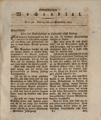 Oberpfälzisches Wochenblat Donnerstag 4. September 1800
