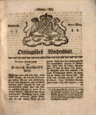 Oettingisches Wochenblatt Mittwoch 12. März 1788