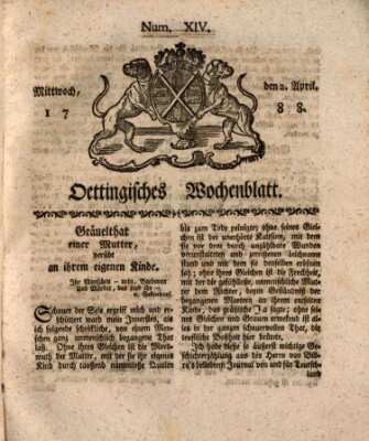 Oettingisches Wochenblatt Mittwoch 2. April 1788