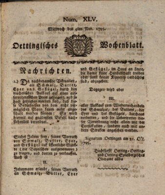 Oettingisches Wochenblatt Mittwoch 4. November 1795