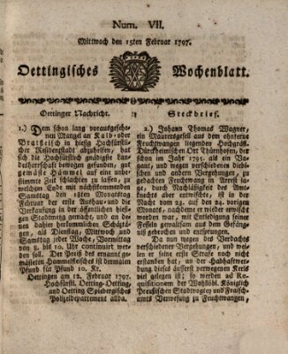 Oettingisches Wochenblatt Mittwoch 15. Februar 1797