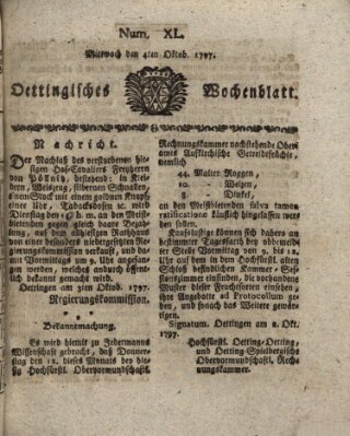 Oettingisches Wochenblatt Mittwoch 4. Oktober 1797
