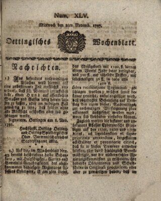 Oettingisches Wochenblatt Mittwoch 8. November 1797