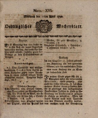 Oettingisches Wochenblatt Mittwoch 17. April 1799