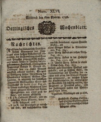 Oettingisches Wochenblatt Mittwoch 6. November 1799
