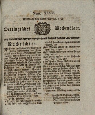 Oettingisches Wochenblatt Mittwoch 20. November 1799