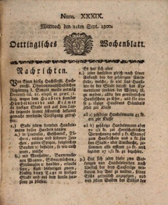 Oettingisches Wochenblatt Mittwoch 24. September 1800