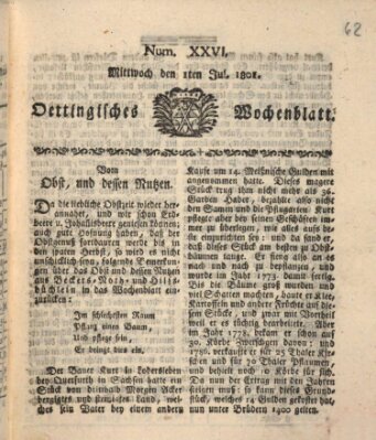 Oettingisches Wochenblatt Mittwoch 1. Juli 1801