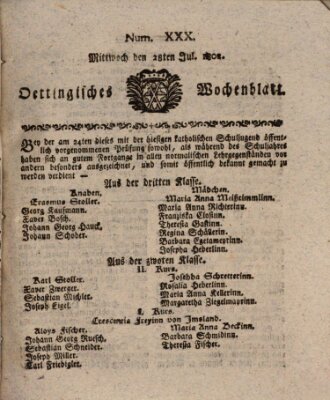 Oettingisches Wochenblatt Mittwoch 28. Juli 1802