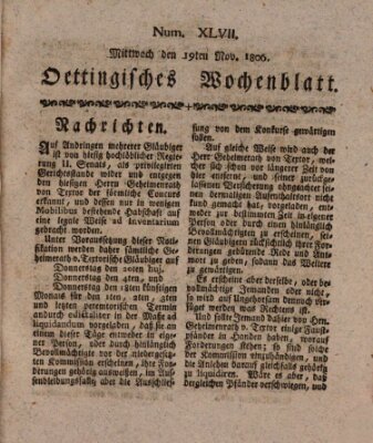 Oettingisches Wochenblatt Mittwoch 19. November 1806