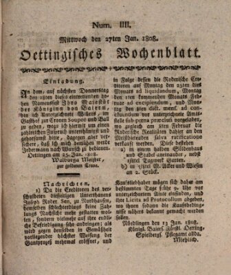 Oettingisches Wochenblatt Mittwoch 27. Januar 1808