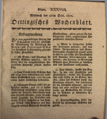 Oettingisches Wochenblatt Mittwoch 26. September 1810