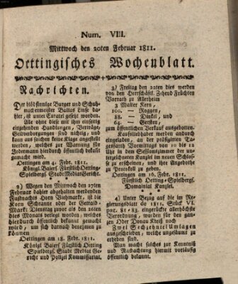 Oettingisches Wochenblatt Mittwoch 20. Februar 1811